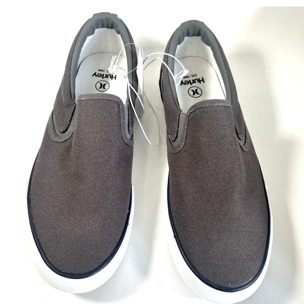Hurley Men’s Gray Canvas Slip-On Sneakers